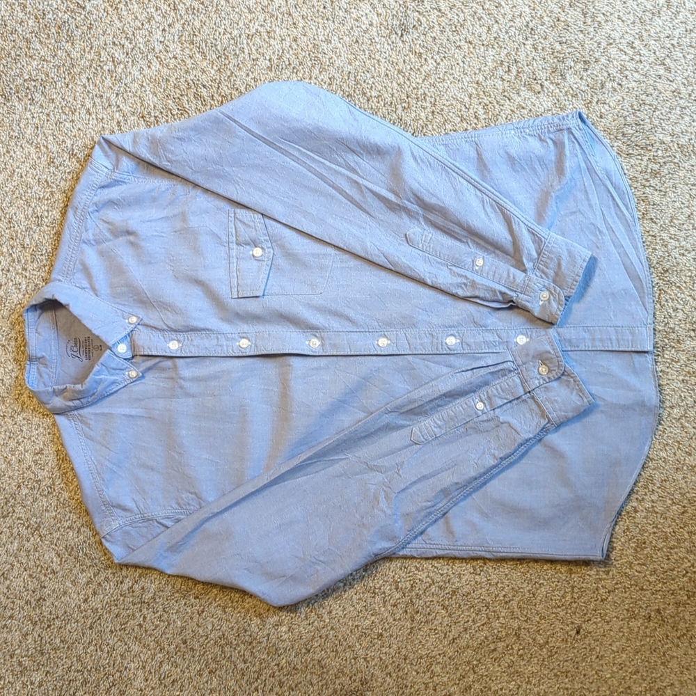 J.Crew Men’s Slim Lightweight Oxford Button Down, Blue, Slim Large
